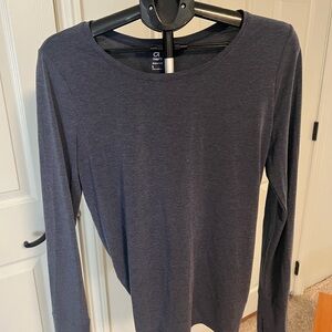 GAP Fit Heather Navy Fitted Long Sleeve Tee with tie back
